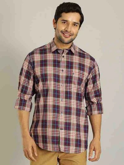 Indian Terrain Men's Slim Fit Full Sleeve Checkered Multicolor Shirt